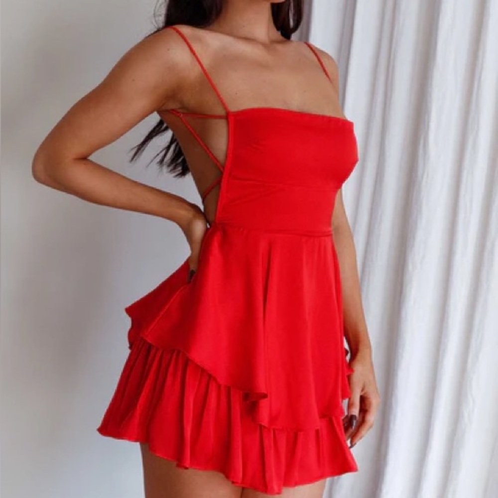 Dolce Life Low Back Romper Red - Selfie Leslie
